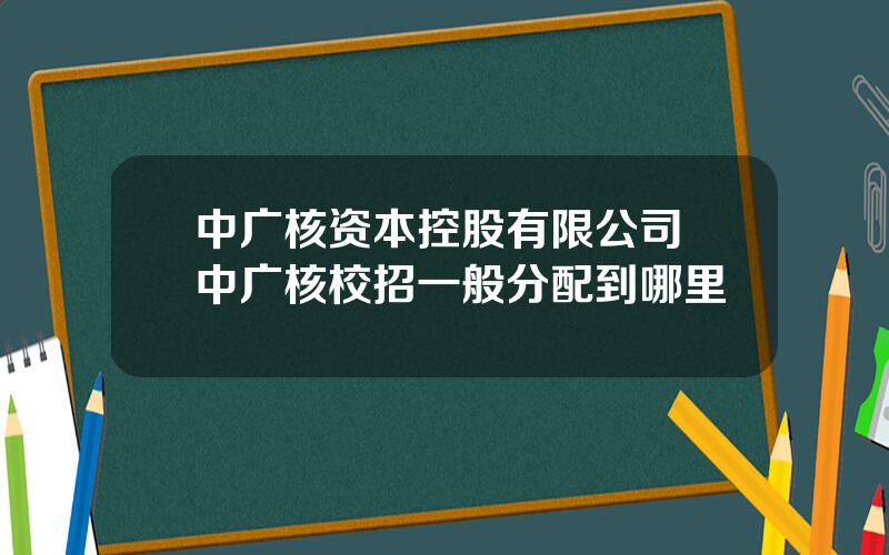 中广核资本控股有限公司 中广核校招一般分配到哪里